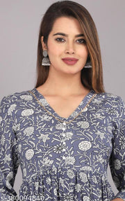 Printed Pom-Pom Anarkali