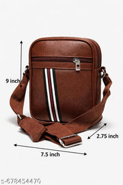 Stylish PU Leather Sling Bag for Men & Women | Brown Crossbody Shoulder Bag | Office, Travel & Daily Use