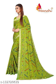 pranjal printed bandhani saree_parrot green