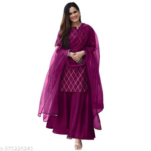 " Zestleaf Viscose Rayon Kurta and Sharara Set with Dupatta"