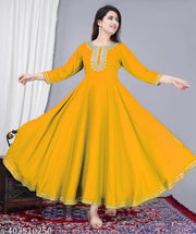 Women Solid Rayon Fabric Women Kurti With Embroider On Yoke