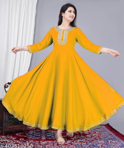 Women Solid Rayon Fabric Women Kurti With Embroider On Yoke