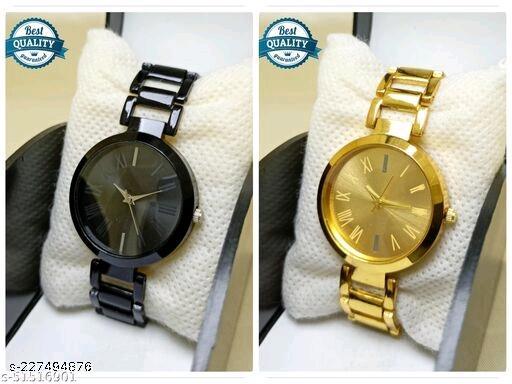 Attractive New Solid Dial Attractive Metal Chain Belt Analog Watch for Women