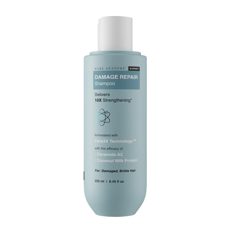 Bare Anatomy Damage Repair Hair Shampoo | Provides 10x Strengthening Powered By Ceramide A2 & Coconut Milk Protein | For Damaged, Dry & Frizzy Hair | Sulphate & Paraben Free | For Women & Men |