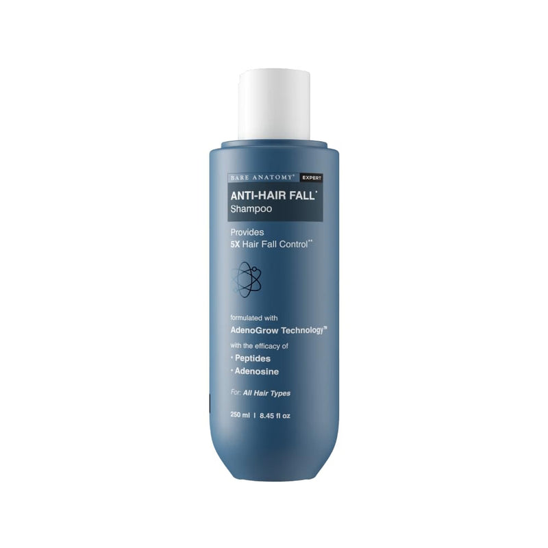 Bare Anatomy Anti-Hair Fall Shampoo | Provides 5x Hair Fall Control | pH 4.6 | Adenosine & Peptides | Strengthens Weak Roots & Reduces Breakage | Sulphate & Paraben Free | Unisex |