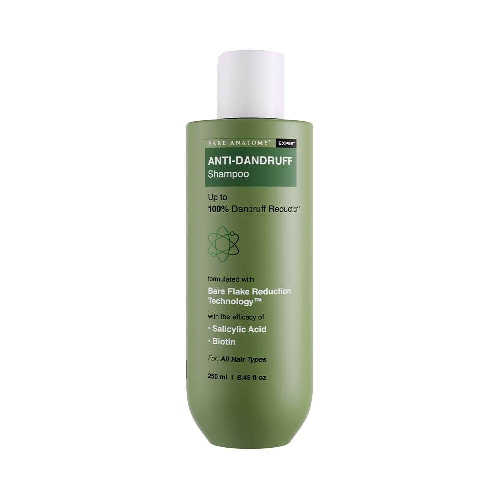 Bare Anatomy Anti-Dandruff Shampoo | Up To 100% Dandruff Reduction | ZPTO-Free | pH 5.3 | Salicylic Acid, Piroctone Olamine, Biotin & Menthol | Non-Drying Formula | Suitable for Men & Women |