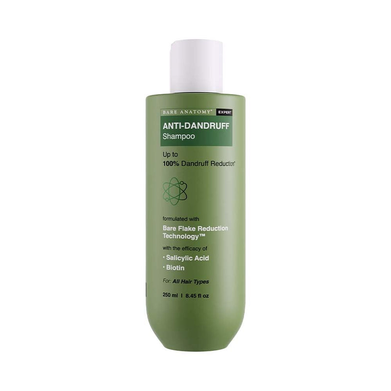 Bare Anatomy Anti-Dandruff Shampoo | Up To 100% Dandruff Reduction | ZPTO-Free | pH 5.3 | Salicylic Acid, Piroctone Olamine, Biotin & Menthol | Non-Drying Formula | Suitable for Men & Women |