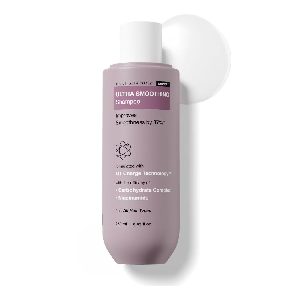 Bare Anatomy Ultra Smoothing Shampoo for Dry and Frizzy Hair | Restores Smoothing & Texture by 37% | Powered By Carbohydrate Complex & Niacinamide | SLS & Paraben Free | Vegan | For Men & Women