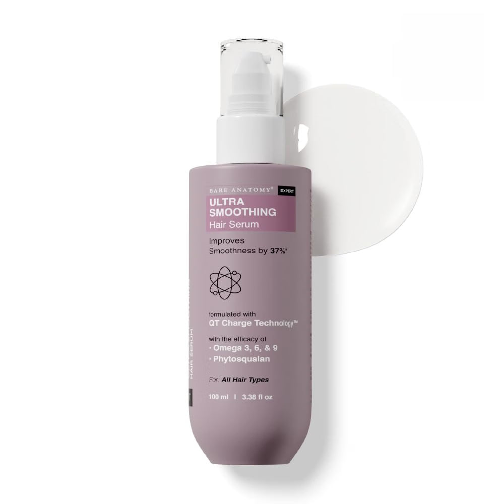 Bare Anatomy Ultra Smoothing Hair Serum For Dry & Frizzy Hair | Restores Smoothness & Texture | Powered By Carbohydrate Complex & Niacinamide | For Women & Men | SLS & Paraben Free | Vegan |