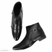 Stalag  Black Solid Flat Boots For Men