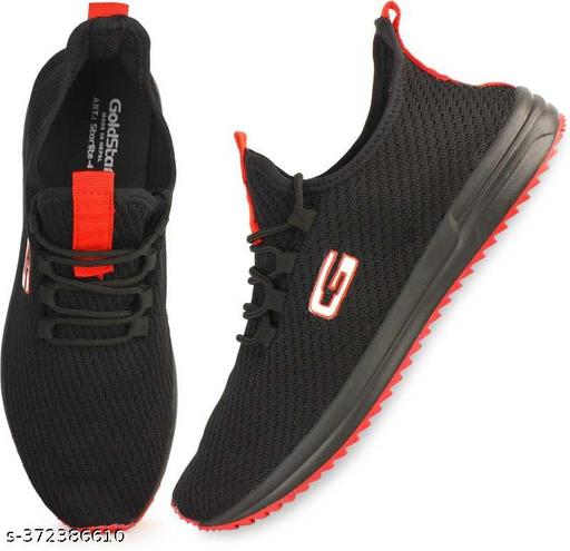 Stylish Black Flyknit Solid Walking Shoes For Men