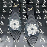 LUFFY-Black Diamond Flats/Summer Essentials/Casual Glam/Beachwear Flats/Trendy Slip-Ons