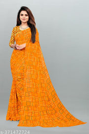 Daily Wear Bollywood Style Printed Saree For Women with Unstitch Blouse Piece