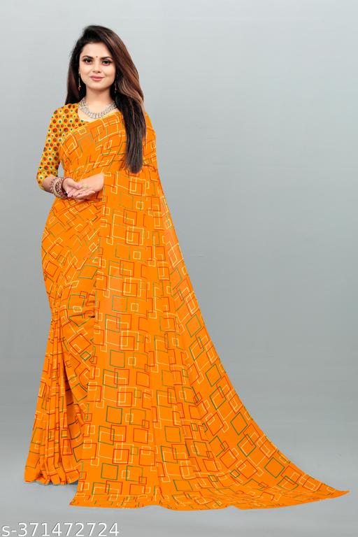 Daily Wear Bollywood Style Printed Saree For Women with Unstitch Blouse Piece