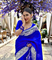 banarasi  satin silk with silver zari plain
