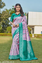 cotton silk jacquard saree with unstitched blouse