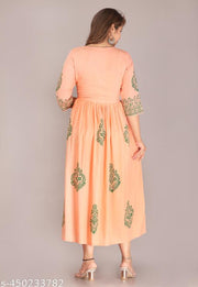 Trendy Rayon Kurti Hand Block Prints, Regular Wear and Party Wear
