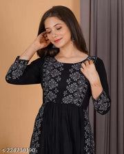 Women's Printed Rayon High Side Slit Straight Kurta