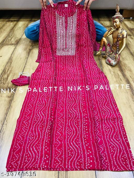 Smita Fashion Sitara Work On Neck And Mandarin Neck Kurta Only 3/4 Sleeves Best Quality Product .
