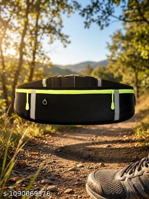 Running Waist Belt for Women & Men Sweat Rainproof Phone Holder with Adjustable Strap & 3 Pockets Headphone Hole WaistBag for All Kind of Phone-Sports, Yoga, Workout & Outdoor Activities- Black