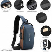 Valija Sling Bag for Men Stylish Crossbody Backpack for Men & Women, Anti-Theft Chest Bag with USB Charging Port