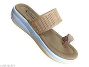 MFF Women Golden Casual Flower Print Flat Sandals Slippers For Women & Girls