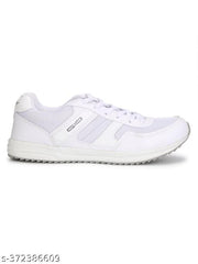 Stylish White Mesh Solid Walking Shoes For Men