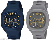 Square Dial Black Blue Grey White Analog Watches with Silicon Strap Stylish ADDI Designer Combo Watch for Mens & Boys