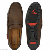 Brown Solid Loafers For Men
