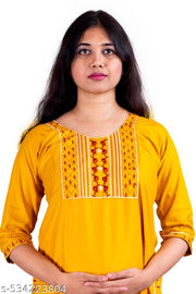 Women’s Mustard Rayon Straight Kurti