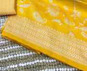 Yellow Jal Pure Bnarasi Silk Saree With Blouse Piece