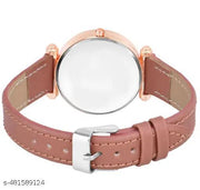 Fashion Female Rose Gold Color Case Peach Leather Strap Stylish Girls Watch for Women Starry Black Dial Quartz Watch Simple Ladies Watches Watch Foe Women Black Colour Watch For Girls Under 100