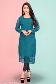 Designer Rassal Net Fabric Kurtis For Woman