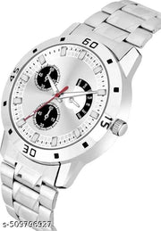 Letest Trendy Luxe Silver  Dial Analog Watch , Sleek Metal Band, and Sub-Dials Watch For Men's & Kids