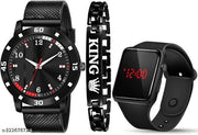PU STRAP & KING BRACELET COMBO SET FOR MEN