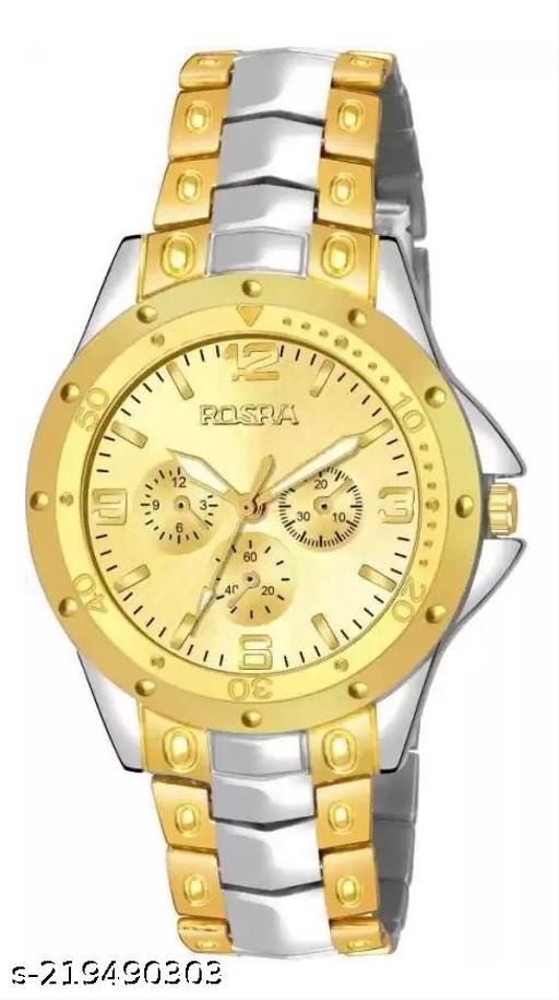 Rosra Gold Silver Analog Watch For Men