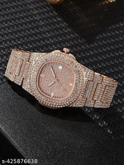 M3 trader rose gold Ladies Watch Rhinestone Decor Date Quartz Watch Holiday Luxury Rhinestone-Encrusted Silver Women Watch Made Of Zinc Alloy A Gift For Friends
