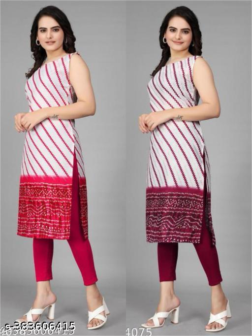 Polyster/Crepe fabric-Stylish Daily Wear Kurti With Low Price( combo of 2)