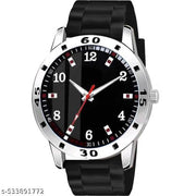 Yolako Black 126 Dial Silver Cash Black Pu Bump Belt Boy and Men Watch