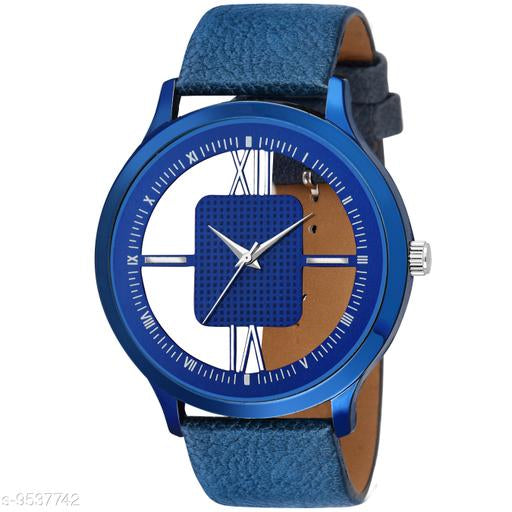 Csamon TG-GR-Open-lather-Blue Premium Quality lather Strap Designer Fashion Wrist Analog Watch - For Men