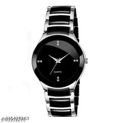 Round Studded Dial Metalic Bracelet Chain Strap Wrist Watch for Men and Boys