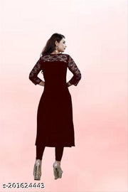 Casual American Crepe And Rasal Net Round Neck And 3/4 Sleeves Pack Of 2 Kurti (45"Inches)
