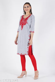 Woollen embroidery aari work kurti