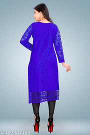 Women Self Design Net Straight Kurta