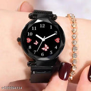 Magnetic strap Flower Studded magnet chain Gift Watch for Women Analog Watch - For Girls Magnet Strap Girls Women Djline Rishtey Black
