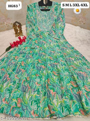 2001 Light Green Anarkali Kurti For Woman