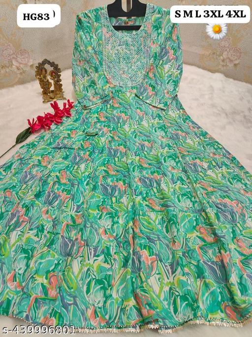2001 Light Green Anarkali Kurti For Woman