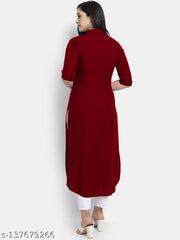 Women's Solid Rayon Kurtis