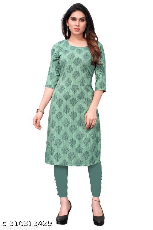Polyster/Crepe fabric-Women Printed Straight Kurti