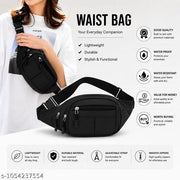 Unisex Waist Bag | Sling Bag | Crossbody Chest Bag | Fanny Pack | Water Resistant | Multiple Pockets | Adjustable Strap | Daily Use Bag